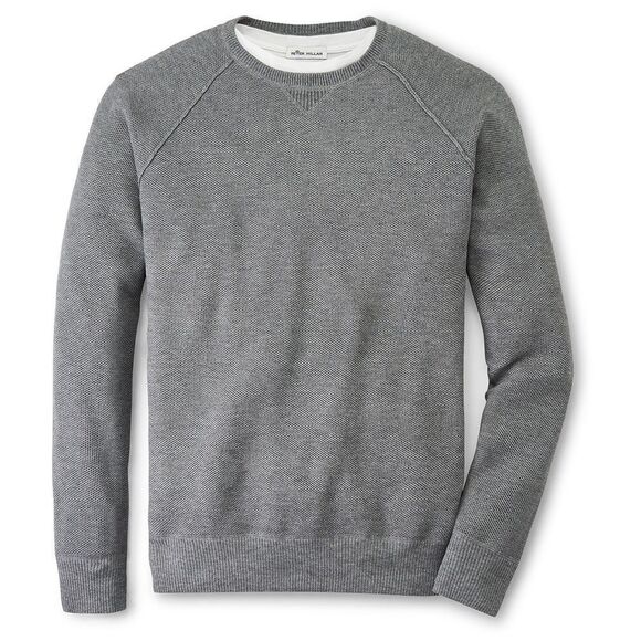 Peter Millar Cotton Merino Wool Grey Honeycomb Crew Neck Sweater Mens XL - Picture 1 of 5